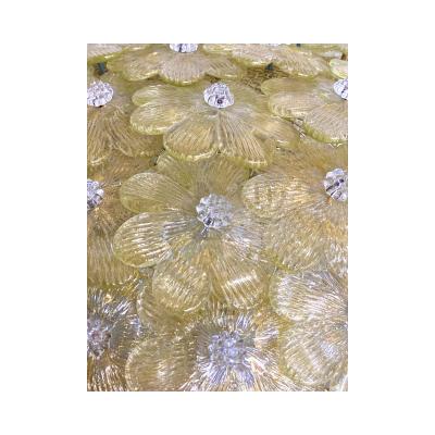 SimoEng Early 21st Century Gold Flowers Murano Glass Flush Mount