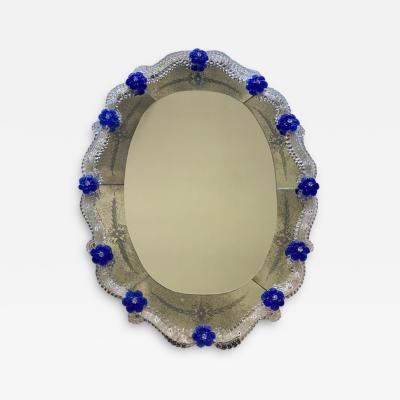  SimoEng Early 21st Century Venetian Oval Floreal Hand Carving Mirror