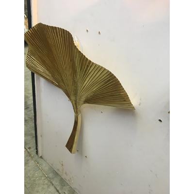  SimoEng Fan Leaf Motif Gold Metal Wall Sconces a Pair