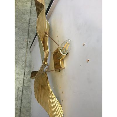  SimoEng Fan Leaf Motif Gold Metal Wall Sconces a Pair