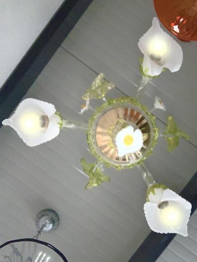  SimoEng Floral Green Leaves and Milky Calle Chandelier