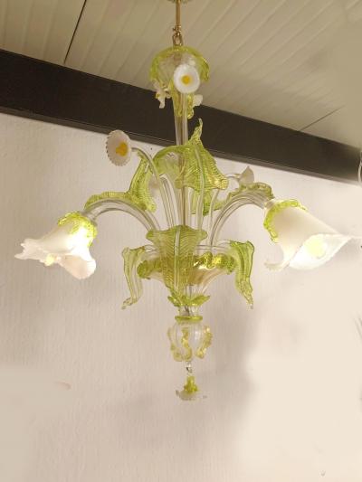  SimoEng Floral Green Leaves and Milky Calle Chandelier