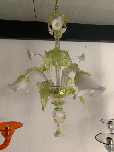  SimoEng Floral Green Leaves and Milky Calle Chandelier