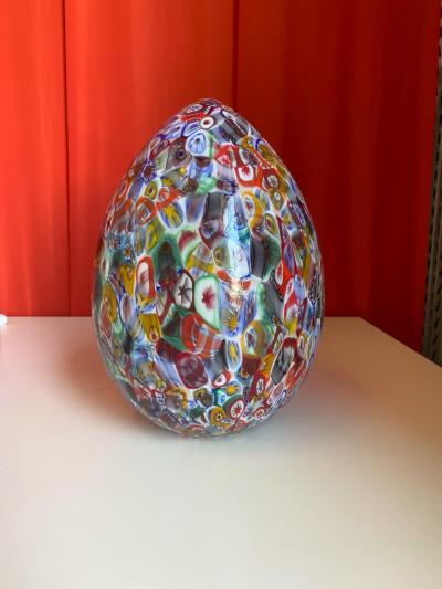  SimoEng Floral Multicolor Murano Style Glass Egg Small Table Lamp