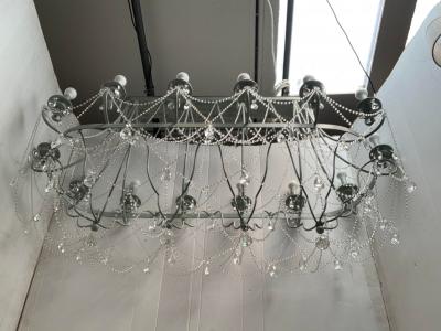  SimoEng Florentine Art Black Metal 14 Light Wrought Iron Chandelier Made in Italy