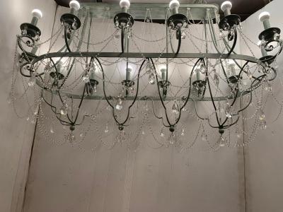  SimoEng Florentine Art Black Metal 14 Light Wrought Iron Chandelier Made in Italy