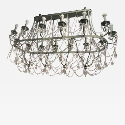  SimoEng Florentine Art Black Metal 14 Light Wrought Iron Chandelier Made in Italy