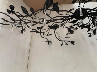  SimoEng Florentine Art Black Metal Wrought Iron Chandelier Made in Italy 12 800