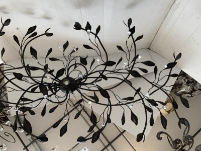  SimoEng Florentine Art Black Metal Wrought Iron Chandelier Made in Italy 12 800