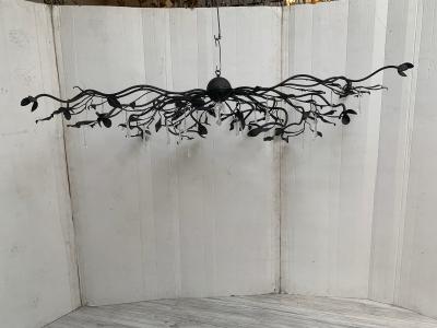  SimoEng Florentine Art Black Metal Wrought Iron Chandelier Made in Italy 12 800