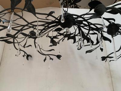  SimoEng Florentine Art Black Metal Wrought Iron Chandelier Made in Italy 12 800