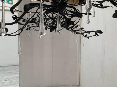  SimoEng Florentine Art Black Metal Wrought Iron Chandelier Made in Italy 12 800