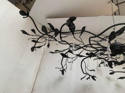  SimoEng Florentine Art Black Metal Wrought Iron Chandelier Made in Italy 12 800