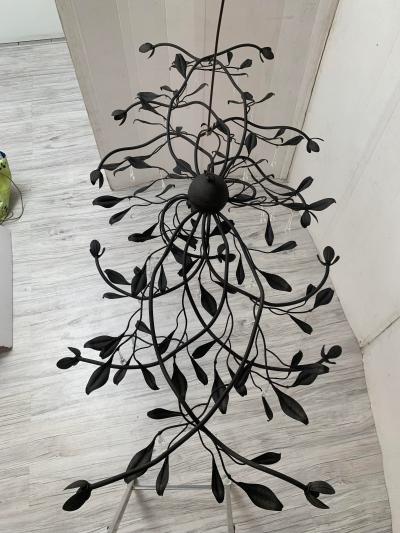  SimoEng Florentine Art Black Metal Wrought Iron Chandelier Made in Italy 12 800