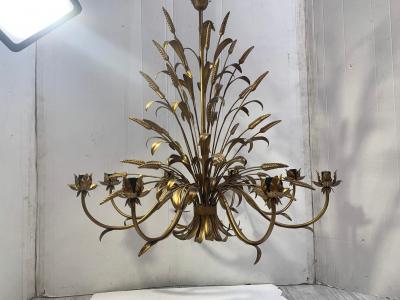  SimoEng Florentine Art Brown and Gold Handmade Brushed Metal 8 Light Wrought Iron