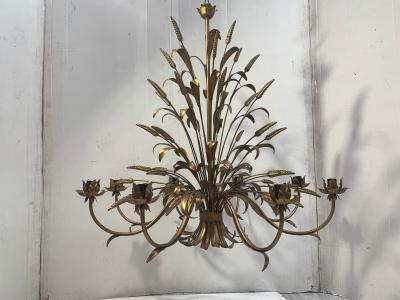  SimoEng Florentine Art Brown and Gold Handmade Brushed Metal 8 Light Wrought Iron