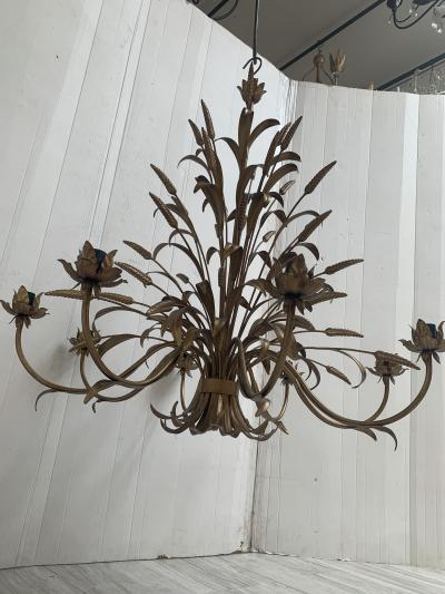  SimoEng Florentine Art Brown and Gold Handmade Brushed Metal 8 Light Wrought Iron