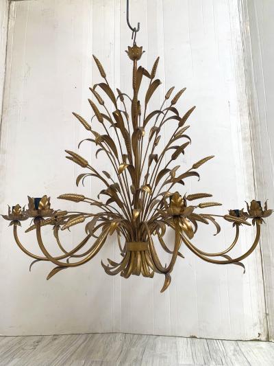  SimoEng Florentine Art Brown and Gold Handmade Brushed Metal 8 Light Wrought Iron