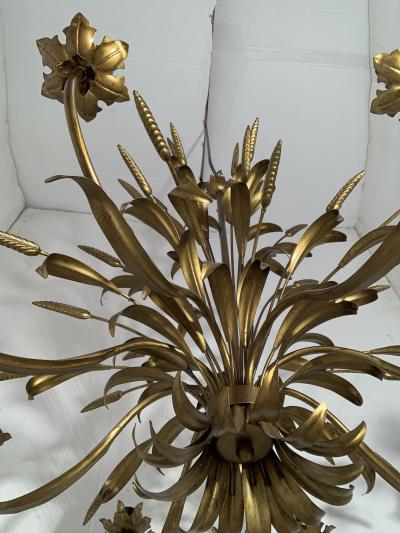  SimoEng Florentine Art Brown and Gold Handmade Brushed Metal 8 Light Wrought Iron