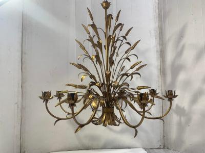  SimoEng Florentine Art Brown and Gold Handmade Brushed Metal 8 Light Wrought Iron
