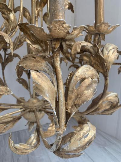  SimoEng Florentine Art Gold Handmade Painted Metal 10 Light Wrought Iron Chandelier