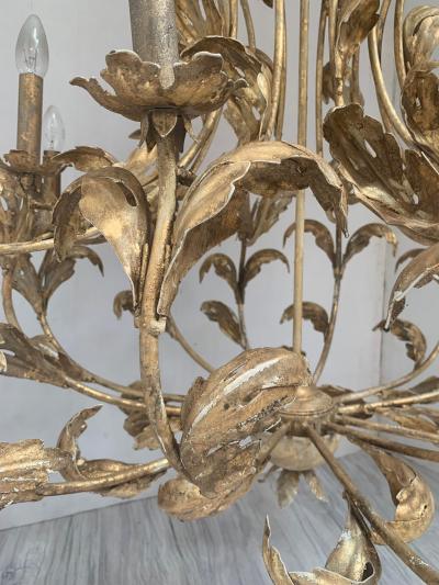 SimoEng Florentine Art Gold Handmade Painted Metal 10 Light Wrought Iron Chandelier