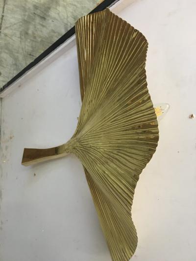  SimoEng GINKO BILOBA BRASS LEAF WALL SCONCE Gold brass