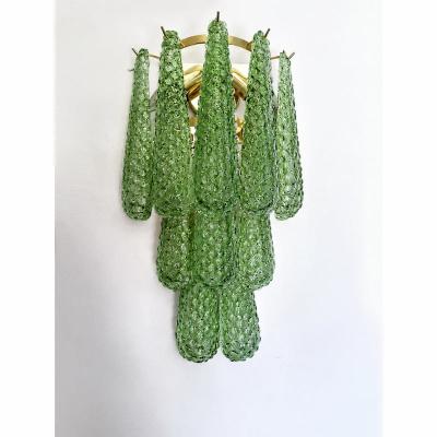  SimoEng Graniglia Green Conchiglie Murano Glass Gold Wall Sconce by Simoeng Lot of 2