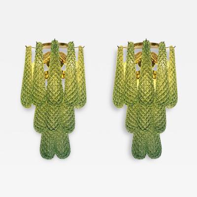  SimoEng Graniglia Green Conchiglie Murano Glass Gold Wall Sconce by Simoeng Lot of 2