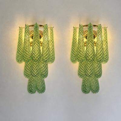  SimoEng Graniglia Green Conchiglie Murano Glass Gold Wall Sconce by Simoeng Lot of 4