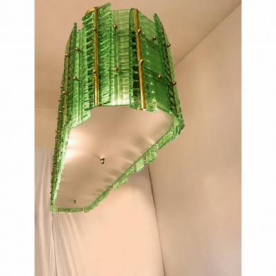  SimoEng Green Contemporary Modern Italian Tropical Murano Glass Gold Chandelier