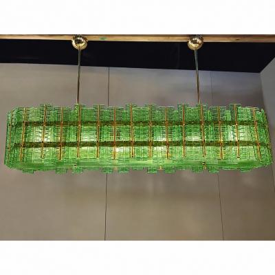  SimoEng Green Contemporary Modern Italian Tropical Murano Glass Gold Chandelier