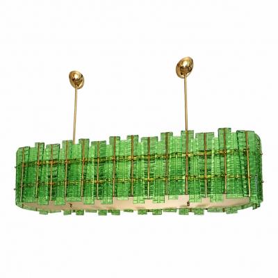  SimoEng Green Contemporary Modern Italian Tropical Murano Glass Gold Chandelier