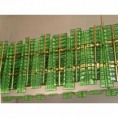  SimoEng Green Contemporary Modern Italian Tropical Murano Glass Gold Chandelier