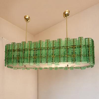  SimoEng Green Contemporary Modern Italian Tropical Murano Glass Gold Chandelier