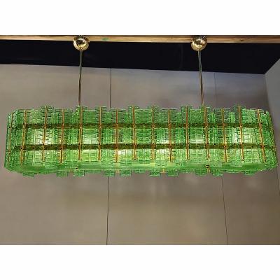  SimoEng Green Contemporary Modern Italian Tropical Murano Glass Gold Chandelier