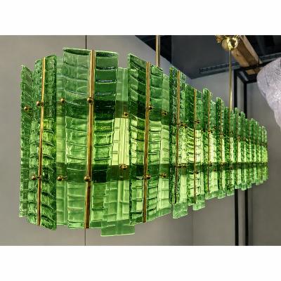  SimoEng Green Contemporary Modern Italian Tropical Murano Glass Gold Chandelier