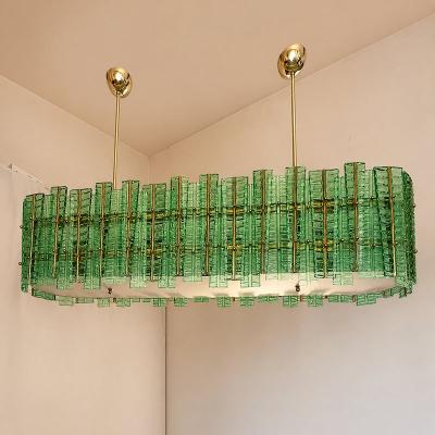  SimoEng Green Contemporary Modern Italian Tropical Murano Glass Gold Chandelier