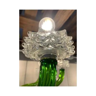  SimoEng Green Murano Glass Chandelier with Trasparent Rostrato Boubeches from Simoeng