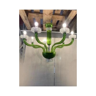  SimoEng Green Murano Glass Chandelier with Trasparent Rostrato Boubeches from Simoeng