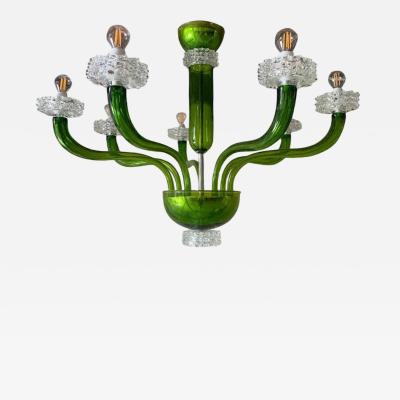  SimoEng Green Murano Glass Chandelier with Trasparent Rostrato Boubeches from Simoeng