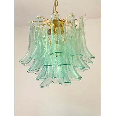  SimoEng Green Murano Style Glass Sella Chandelier With Gold 24k Metal Frame