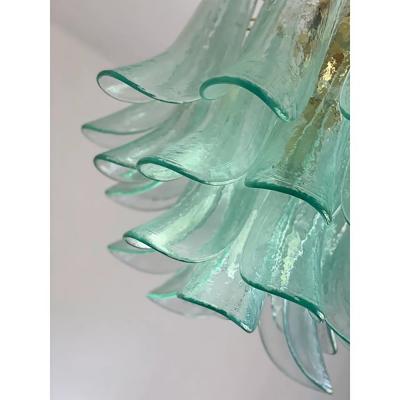  SimoEng Green Murano Style Glass Sella Chandelier With Gold 24k Metal Frame