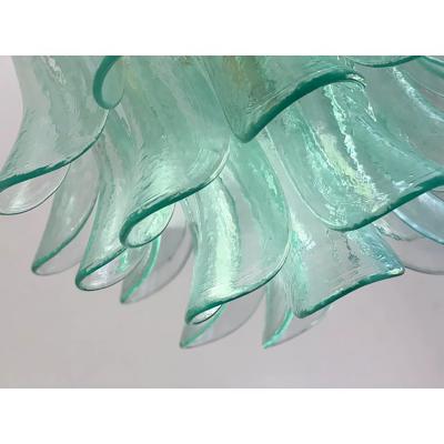  SimoEng Green Murano Style Glass Sella Chandelier With Gold 24k Metal Frame