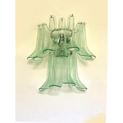  SimoEng Green Wather Murano Glass Selle Wall Sconces in Mazzega Style