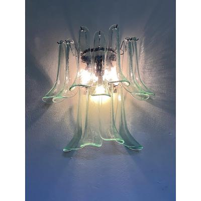  SimoEng Green Wather Murano Glass Selle Wall Sconces in Mazzega Style