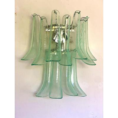  SimoEng Green Wather Murano Glass Selle Wall Sconces in Mazzega Style