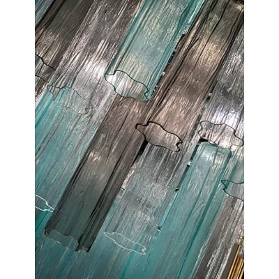  SimoEng Green and Fum Tronchi Murano Style Glass Chandelier