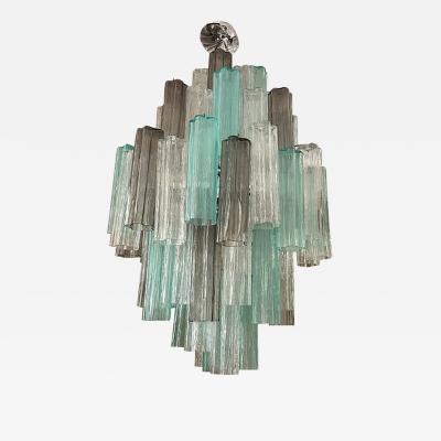  SimoEng Green and Fum Tronchi Murano Style Glass Chandelier