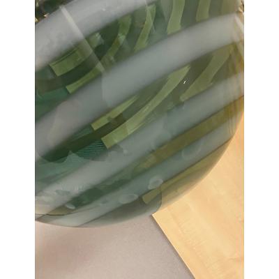  SimoEng Green and White Swiriling Sphere Pendant in Murano Style Glass Italian